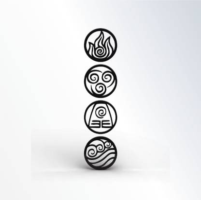 Layerr Avatar Four Nations Wood Wall Art, Avatar Symbol Logo Signs Wall Décor