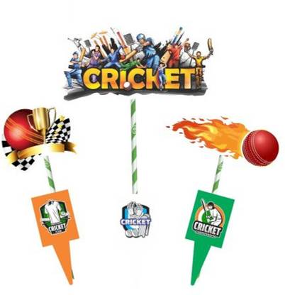 FLICK IN Cricket Theme Cake Topper for Happy Birthday Cake Cupcake Baby Shower Decoration Cake Topper