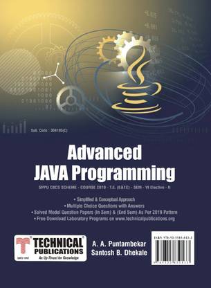 Advanced JAVA Programming for SPPU 19 Course (TE - SEM VI - E&Tc. - 304195) - ELECTIVE II