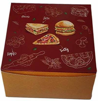 Flute Cubes Burger Box Paper Burger Box, Printed In Maroon & Orange Color (Size 5"X5"X3"-Inch) (Pack Of 10) Packaging Box
