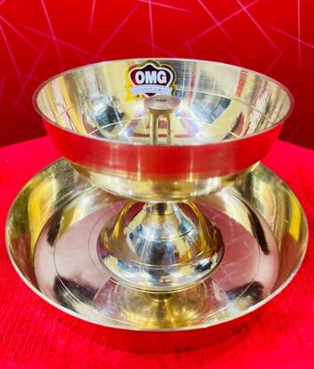 SBBCO BRASS DEEPAK WITH POOJA PLATE/PAARO DEEPAK/AKHAND JYOT/BRASS PLATE Brass Table Diya