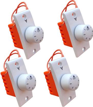 STEPZON 4PCS Fan Regulator - 7 Step Polycarbonate FAN REGULATOR for Ceiling Fan Step-Type Button Regulator