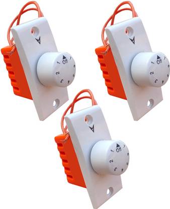 STEPZON 3PCS Fan Regulator - 7 Step Polycarbonate FAN REGULATOR for Ceiling Fan Step-Type Button Regulator
