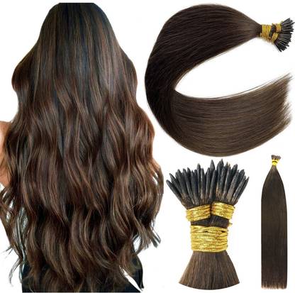 DIYA DIVINE I-Tip Classic Permanent Human Extension 20 Inch Natural Brown (50 Strands) Hair Extension