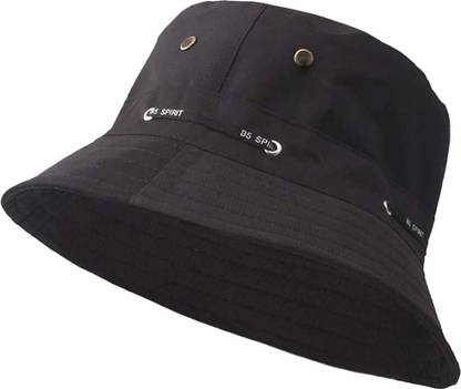 Missby Unisex Cotton Adjustable IMP Beach Bucket Sun Hat (Black)