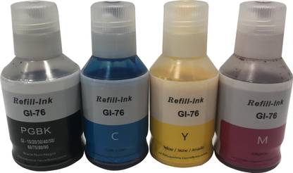 uv infotech GI76 Refill Ink Compatible For Cn Maxify GX 6070 Printer-Bk-170ml/CMY-135ml Black + Tri Color Combo Pack Ink Bottle