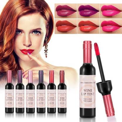 VBA 6 Colors Wine Bottle Lip Tint Lip Stain Liquid Wine Lipstick, Lip Gloss