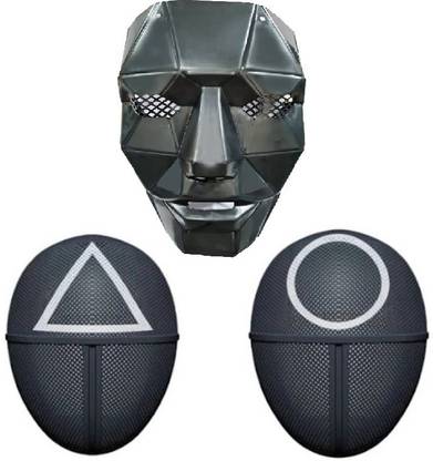 HALO NATION Squid Game Mask Pack of 3 Mask- Frontman + Circle + Triangle + Square Squid Mask Party Mask