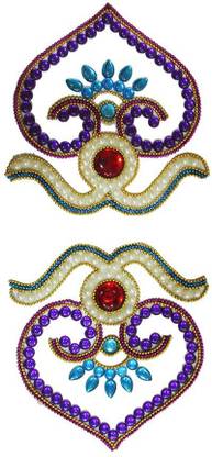 Aabhaas Design Handcrafted Decorative Kundan Rangoli Set (12 cm x 12cm, Set of 2) Rangoli Stencil