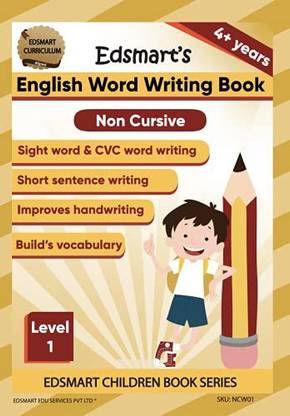 Edsmart English Word Writing Book For Kids Of 3-5 Years Old | Handwriting Practice Book | Teaches Sight Words, CVC Words And 4 Line Writing