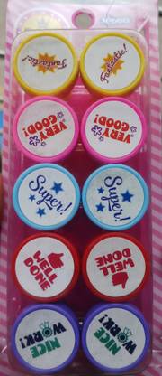 LITTLEMORE 10 Piece Stamps for Kids Motivation and Reward Theme Also Pencil Tops Perfect
