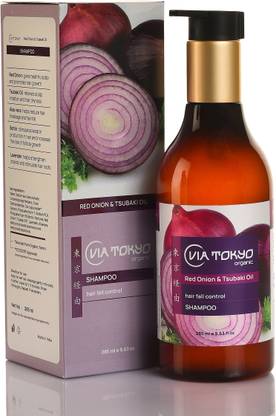VIA TOKYO ORGANIC Red Onion & Tsubaki Oil Shampoo for Hair Growth, No Sulphates, No Paraben, 285ml