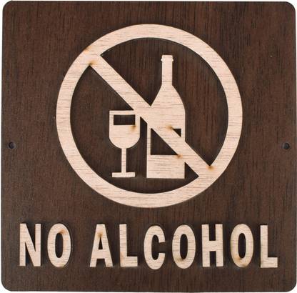 GLNRM 30.48 cm No Alcohol wooden Display Office Sign Board for Hotel Restaurant (Wooden) Reusable Sticker