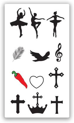 Ordershock Cross,Crown,Girl,Feather,Dance, Tattoo Waterproof Temporary Body Tattoo