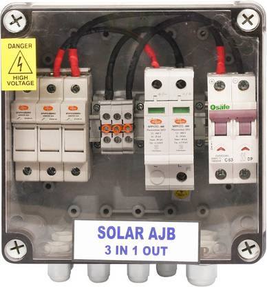 AEC ARRAY JUNCTION BOX 3 IN 1 OUT WITH MCB FOR SOLAR PANEL AC Distribution Box with MCB For Solar Panel Wire Connector