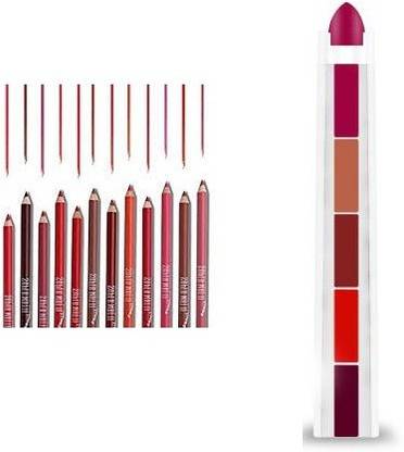 Lele Combo of 12 Supermatte Lipliner with 5in Lipstick E-4