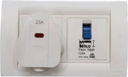 benlo MCB S.P. With Metal Box Protected Plug Socket Power Unit With 3 Pin Plug Top . MCB