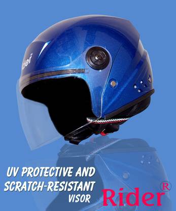 RIDER Open Face ISI Certified Blue Helmet Motorbike Helmet