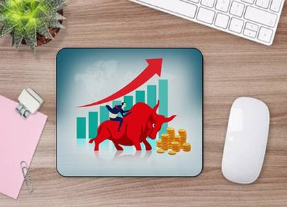 BTP Designer Mousepad for Share Market Lovers Stock Market Bull Non Slip Base Mousepad