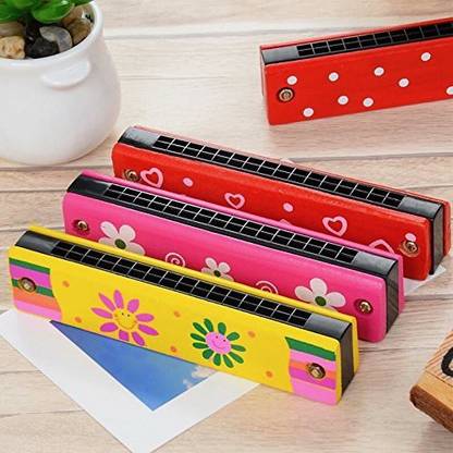 Trinkets & More - Harmonica Mouth Organ Wooden Musical Instrument for Kids (Pack of 2)