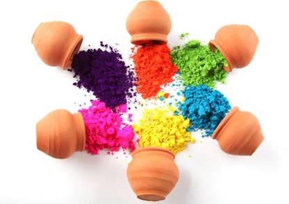 Unique Arts Herbal Gulal Matkis Holi Color Powder Pack of 6