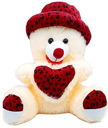 BSK white soft teddy with heart 3 feet  - 96 cm