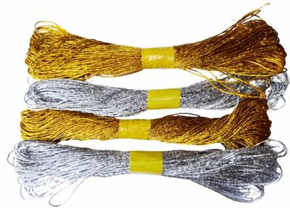 KHUSHA CREATION Golden & Silver Jute Thread Twisted Rope for DIY ,Craft Projects and Decoration