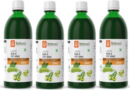 Krishna's Herbal & Ayurveda Lauki Amla Juice | Helps Manage Blood Sugar and Weight | Boosts Metabolism and Improves Digestion | Pack of 4 | 500 ml Each