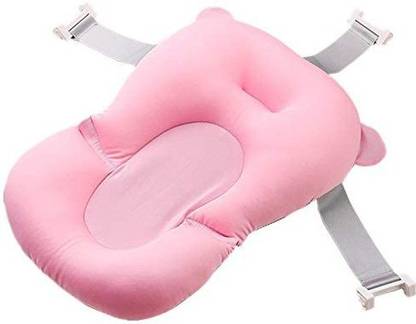 Inllex Bath Cushion Cartoon Baby Bath Pad Tub Pillow Soft Seat for Newborn with Strap Baby Bath Seat