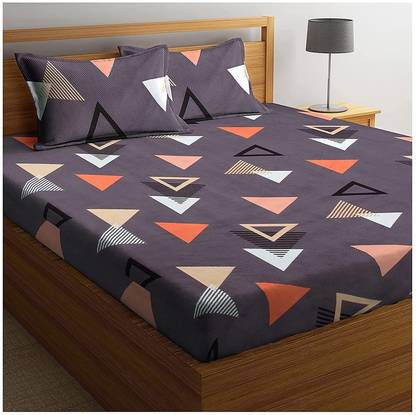 VAS COLLECTIONS 144 TC Microfiber Double Abstract Flat Bedsheet