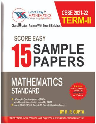 CBSE SCORE EASY CLASS X MATHEMATICS SAMPLE PAPER TERM II 2021-22