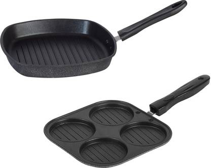 Flipkart SmartBuy 4 cavity Uttpama Multi Snack Maker and Tawa With Grill pan Non-Stick Coated Cookware Set