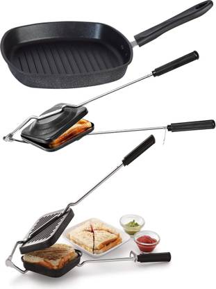 Flipkart SmartBuy Grill Pancake Regular Grill Gas Stove Sandwich Maker Non-Stick Coated Cookware Set