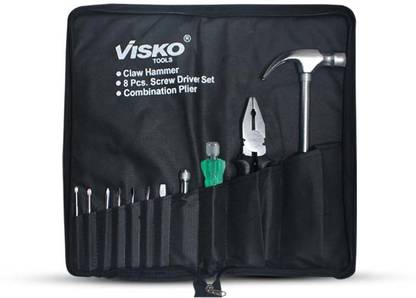 VISKO 501 Tools Set 11pcs With Claw Hammer, 9 Pcs Screwdriver Set & Combination Plier Hand Tool Kit