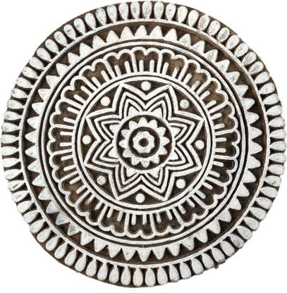 Global Art Traders Indian Handmade Textile Printing Stamp, Round Shape Mandala Design Block Printing Blocks