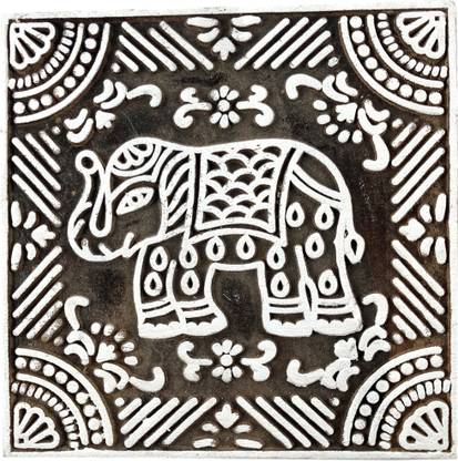 Global Art Traders One Square Elephant Design Fabric Printing Stamp, Textile Printing Block Printing Blocks