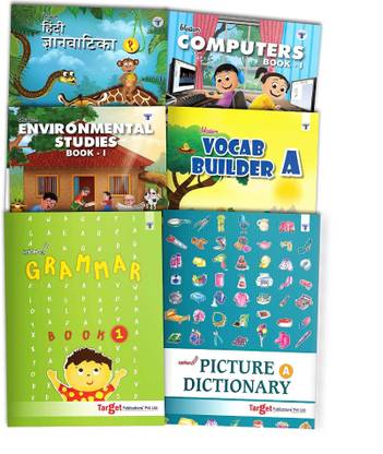 Learning Books For Basics Of English Vocabulary, Grammar, Computer, EVS And Hindi Language For Kids | Part 1 | 6 To 10 Year Old Children | Includes Activities With Colourful Picture Dictionary | Set Of 6 Books