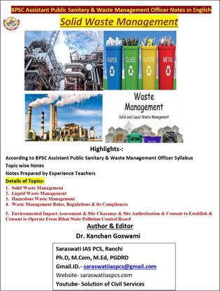 Solid, Liquid And Hazardous Waste Management Note For BPSC Assistant Public Sanitary And Waste Management Officer Notes