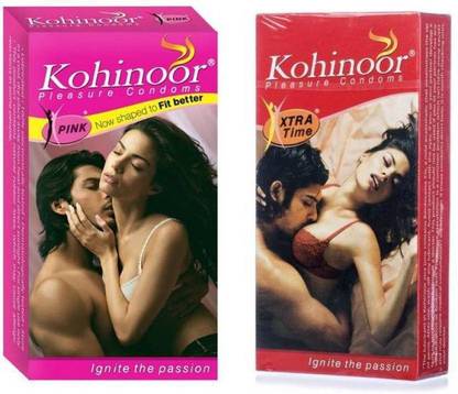 KOHINOOR Pink Natural And xtra Time honeymoon pack with (Concealed/Confidential Packaging) (Set of 2, 20S) Condom