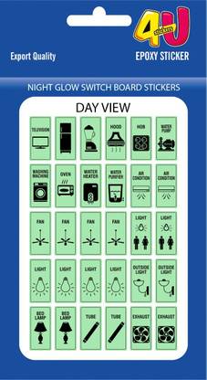 4ustickers 15.24 cm Night Glow Radium Switch Id Sticker Glow in the Dark Sticker
