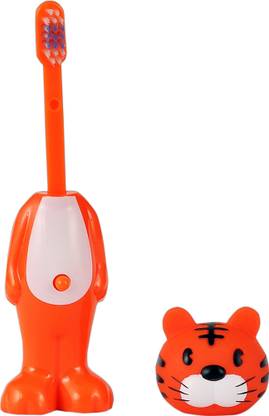 Mighty Raju Jungle Safari Pop Up for Kids Orange Medium Toothbrush