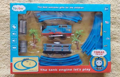 OMZIVA Battery Operated Train Track TOY Set with Sound and Flashing Lights