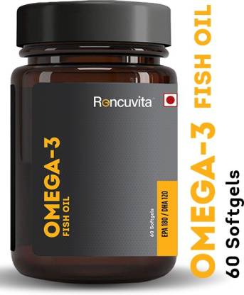 RONCUVITA Omega 3 Fish Oil Supplement EPA-180 DHA For Brain, Joint Health - 60 Soft gels