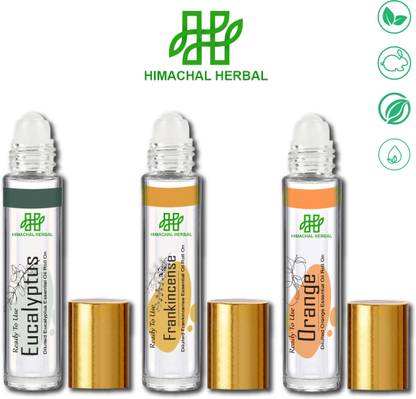 Himachal Herbal Essential Oil Roll on For Eucalyptus + Fankincense + Orange
