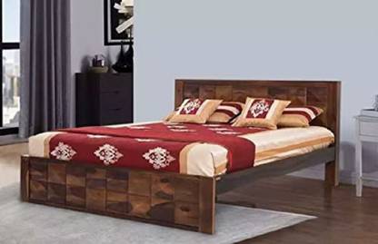 LADRECHA FURNITURE King Size Double Bed For Bedroom/LivingRoom/Hotel/GuestHouse Solid Wood King Bed