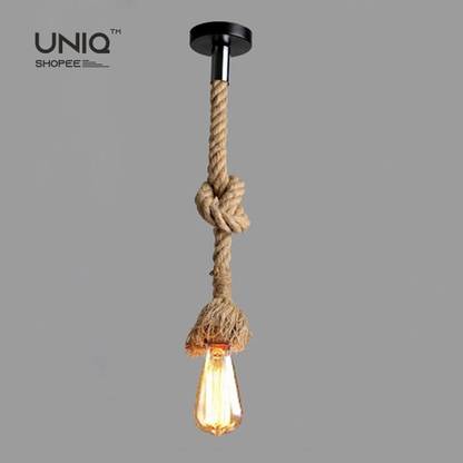 uniq shopee (Rope+Bulb) Hanging Rassa Holder with Filament Bulb Pendants Ceiling Lamp