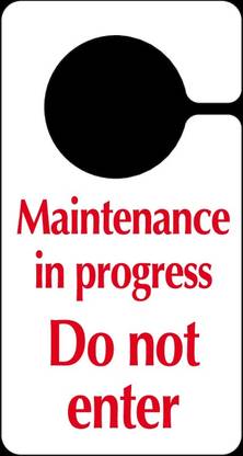 RLDigitalUnits Maintenance in progress Do not enter Hook on the door sign Board Emergency Sign