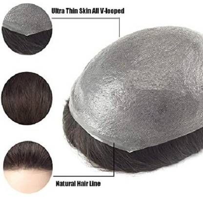 REINE Poly  Patch for Men|100% Human | loss solution|(Size-9×7) Hair Extension