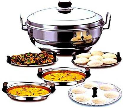 WAYMORE Idli Dhokla Cooker 5 Plate, 2Idli|2Dhokla|1Patra|Momos Steamer|3 in 1|28.5cm Dia Induction & Standard Idli Maker