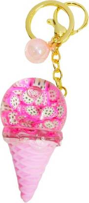 Style My Home Ice Cream Quicksand Floating Liquid Keychain for Girls/Keyrings for Kids Key Chain